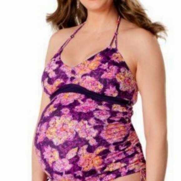 Motherhood Maternity Other - Motherhood Maternity Purple floral tankini swimsuit Top size Medium Excellent